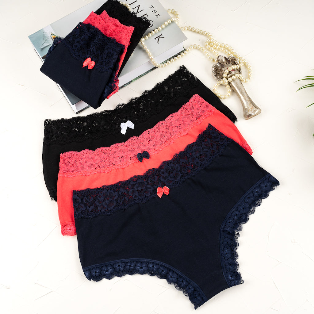 6er Set Pantys - Spitze - Bunt