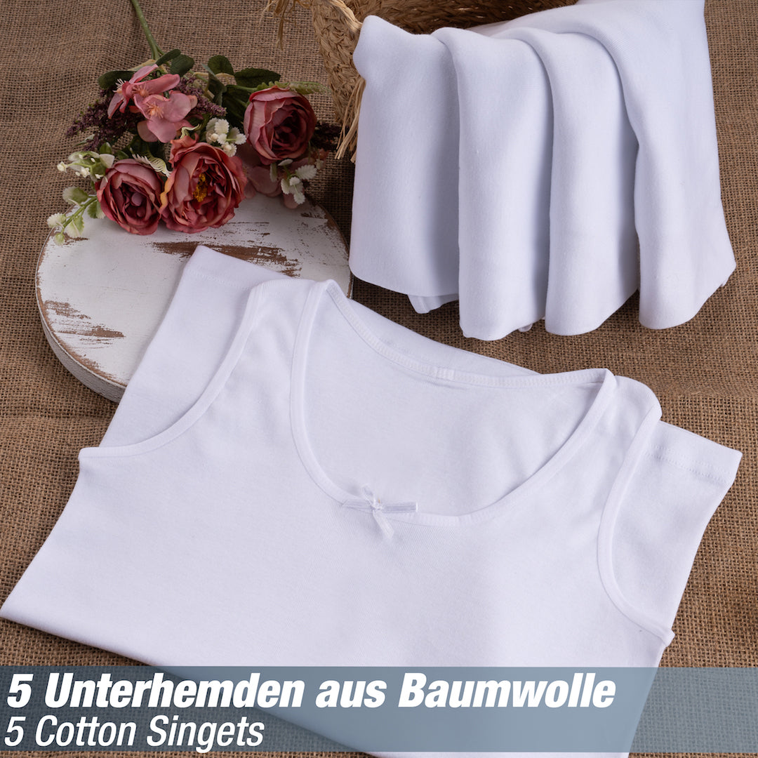5 Mädchen Unterhemden Unterwäsche 100% Baumwolle