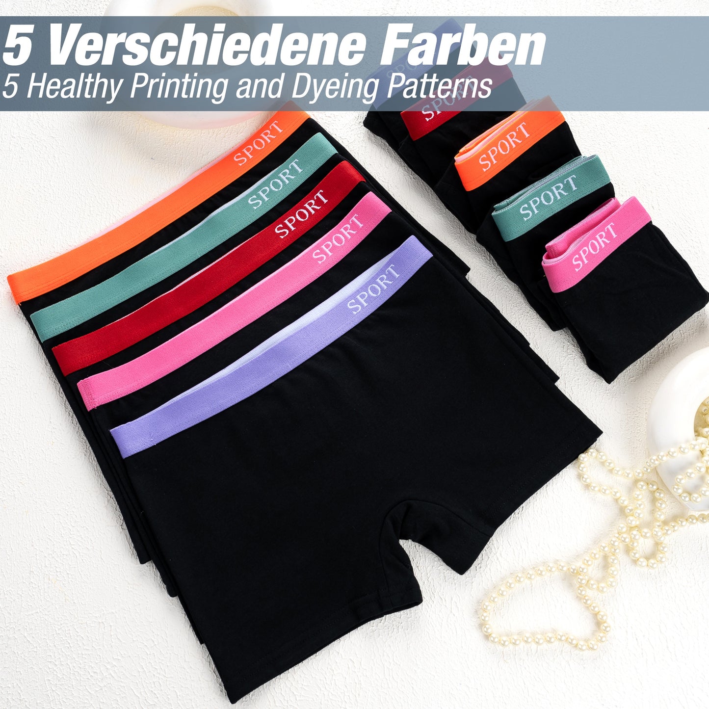 10er Set  Mädchen Pantys Boxershorts - Sport - Schwarz