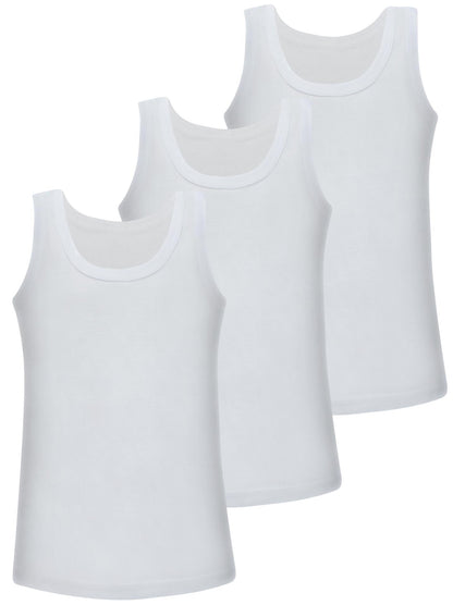 6er Set Jungen Unterhemden - Feinripp - Weiss