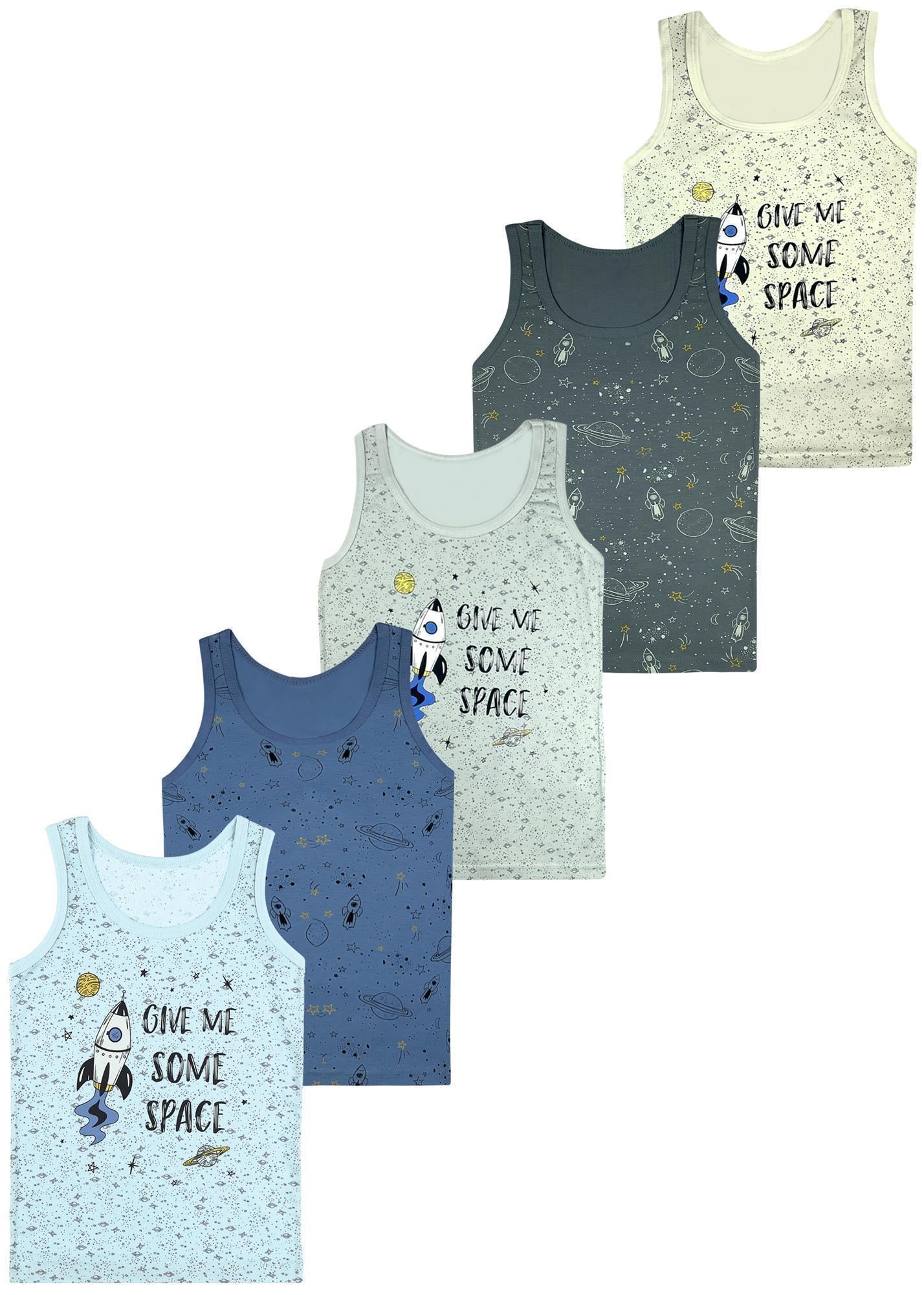 5er Set Jungen Unterhemden - Space - Bunt