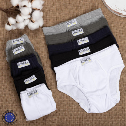 10er Set Jungen Slips 100% Baumwolle - Basics - Bunt
