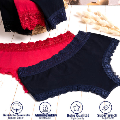 6er Set Pantys - Spitze Love - Bunt