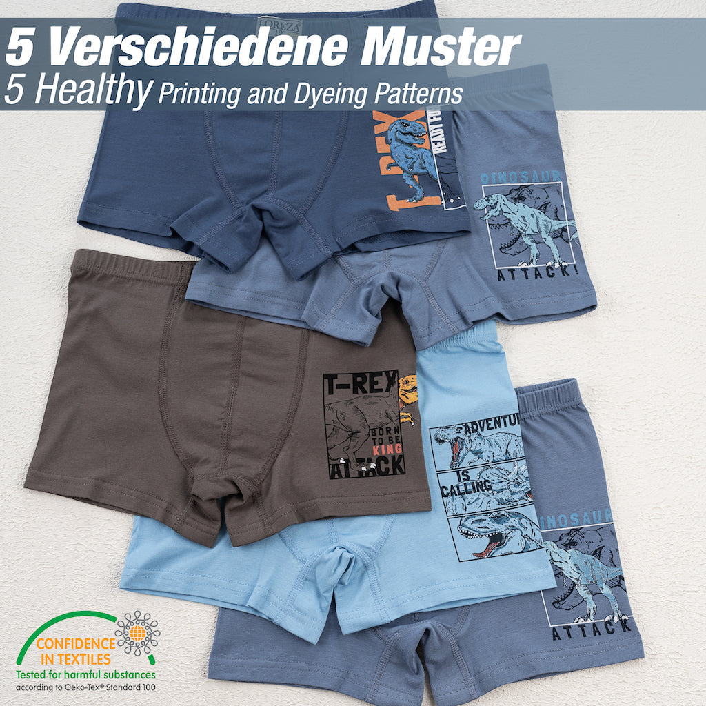 10er Set Jungen Boxershorts Baumwolle - Dino- Bunt