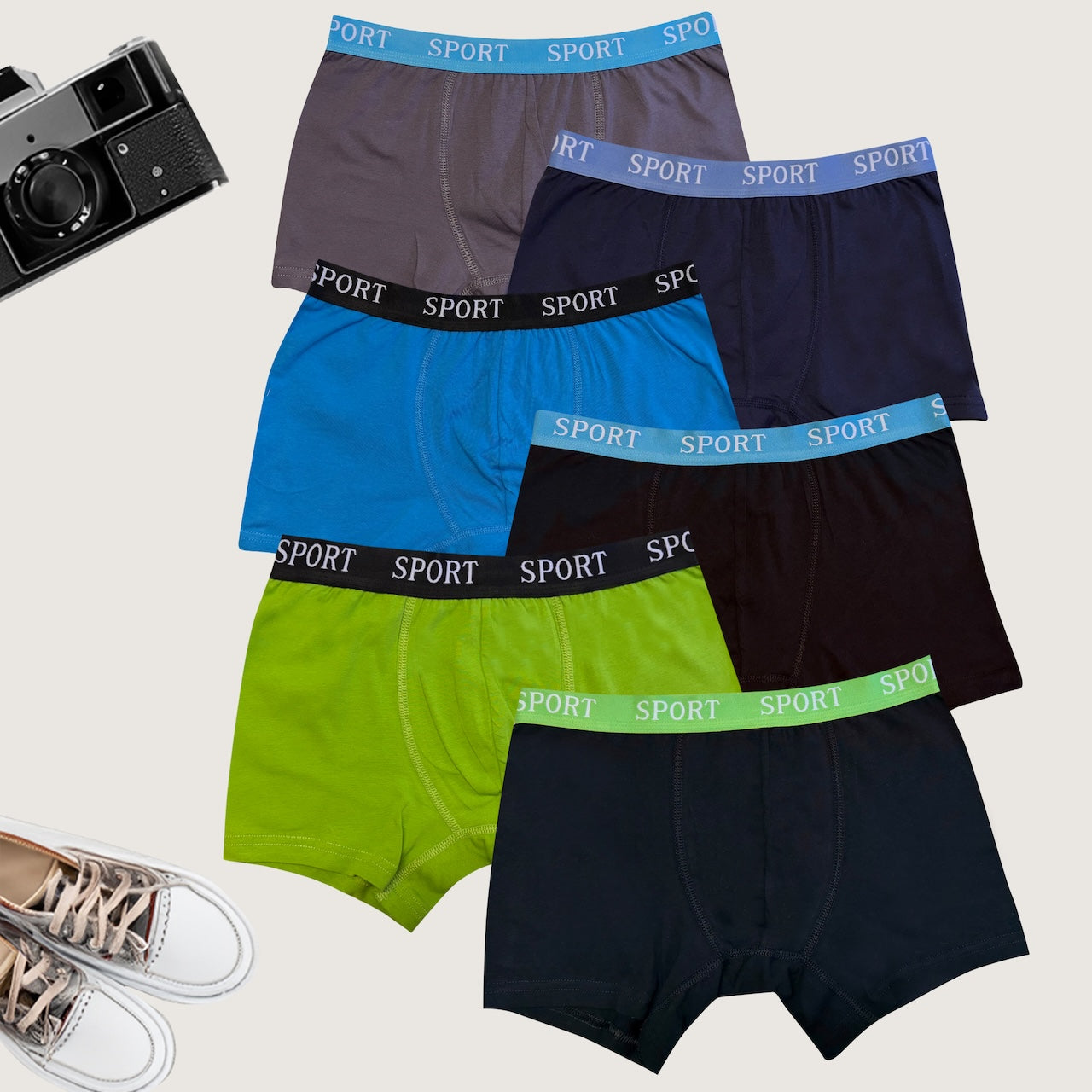 6er Set Jungen Boxershorts Baumwolle - Basics - Bunt