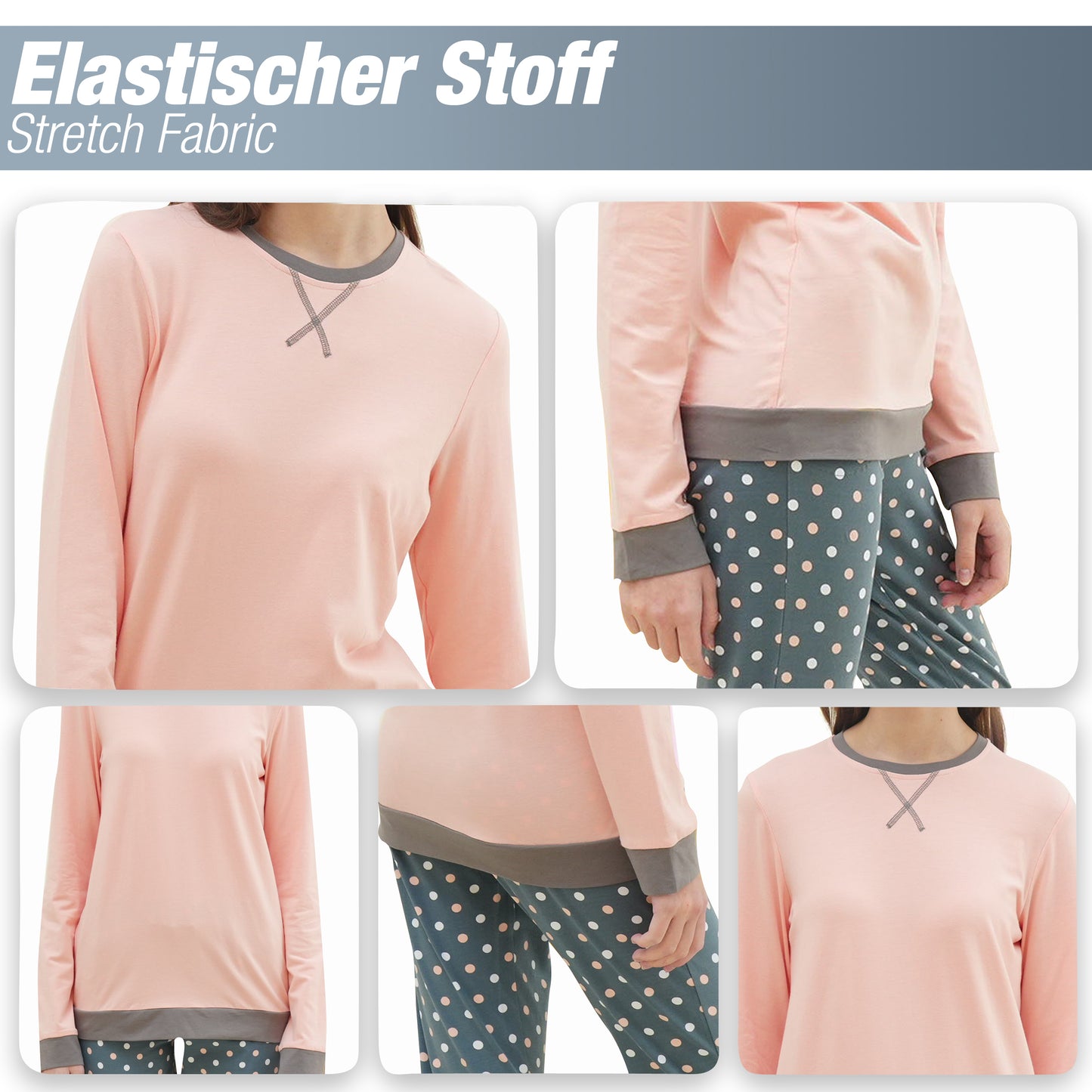 Mädchen Schlafanzug zweiteilig Set Langarm - Basic Punkte