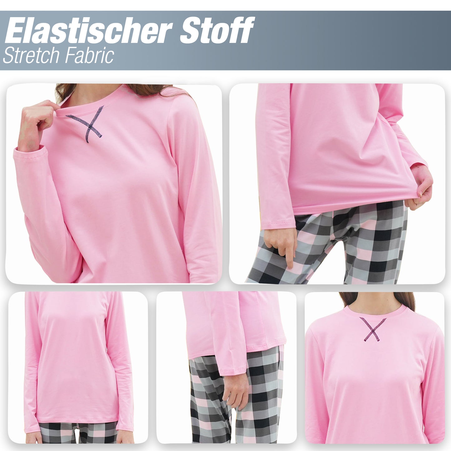 Mädchen Schlafanzug zweiteilig Set Langarm - Basic Kariert