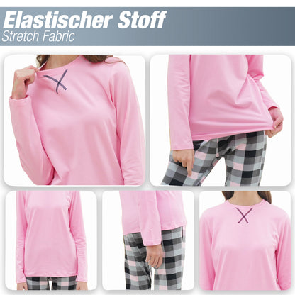 Mädchen Schlafanzug zweiteilig Set Langarm - Basic Kariert