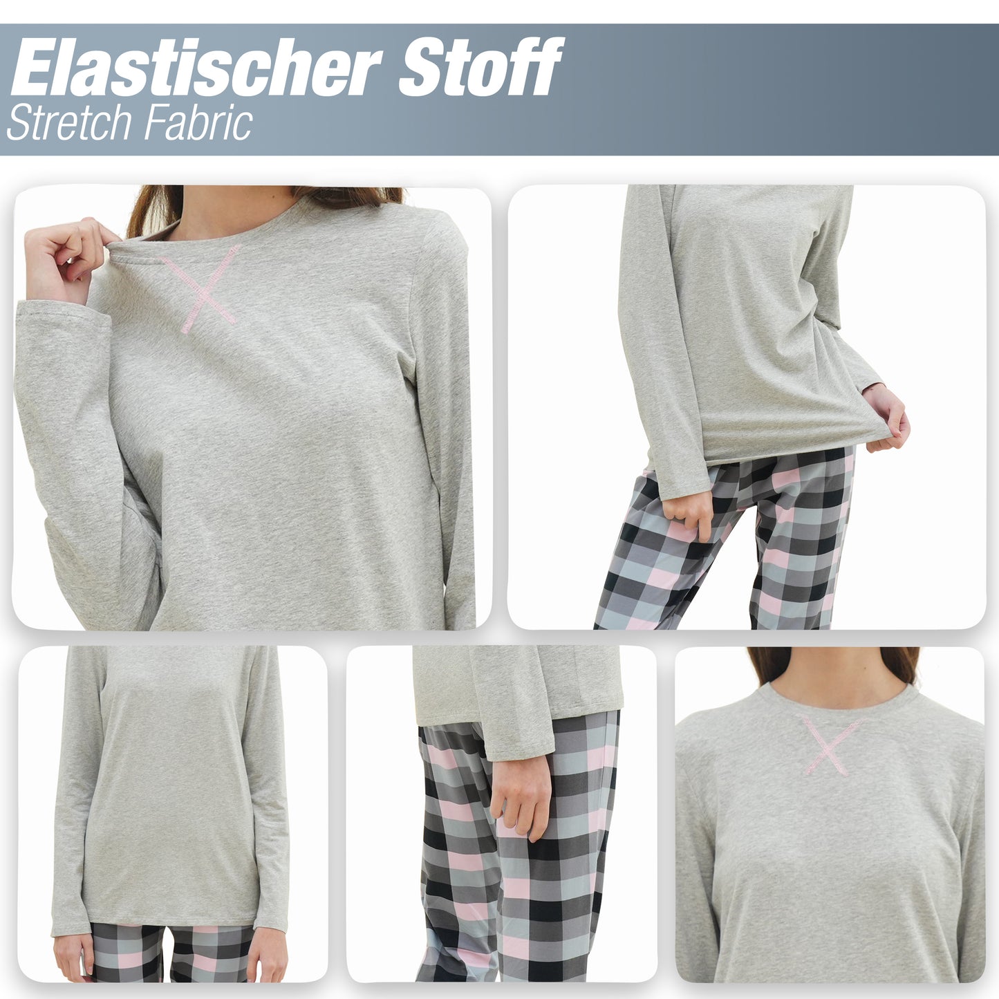 Mädchen Schlafanzug zweiteilig Set Langarm - Basic Kariert
