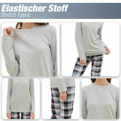 Mädchen Schlafanzug zweiteilig Set Langarm - Basic Kariert