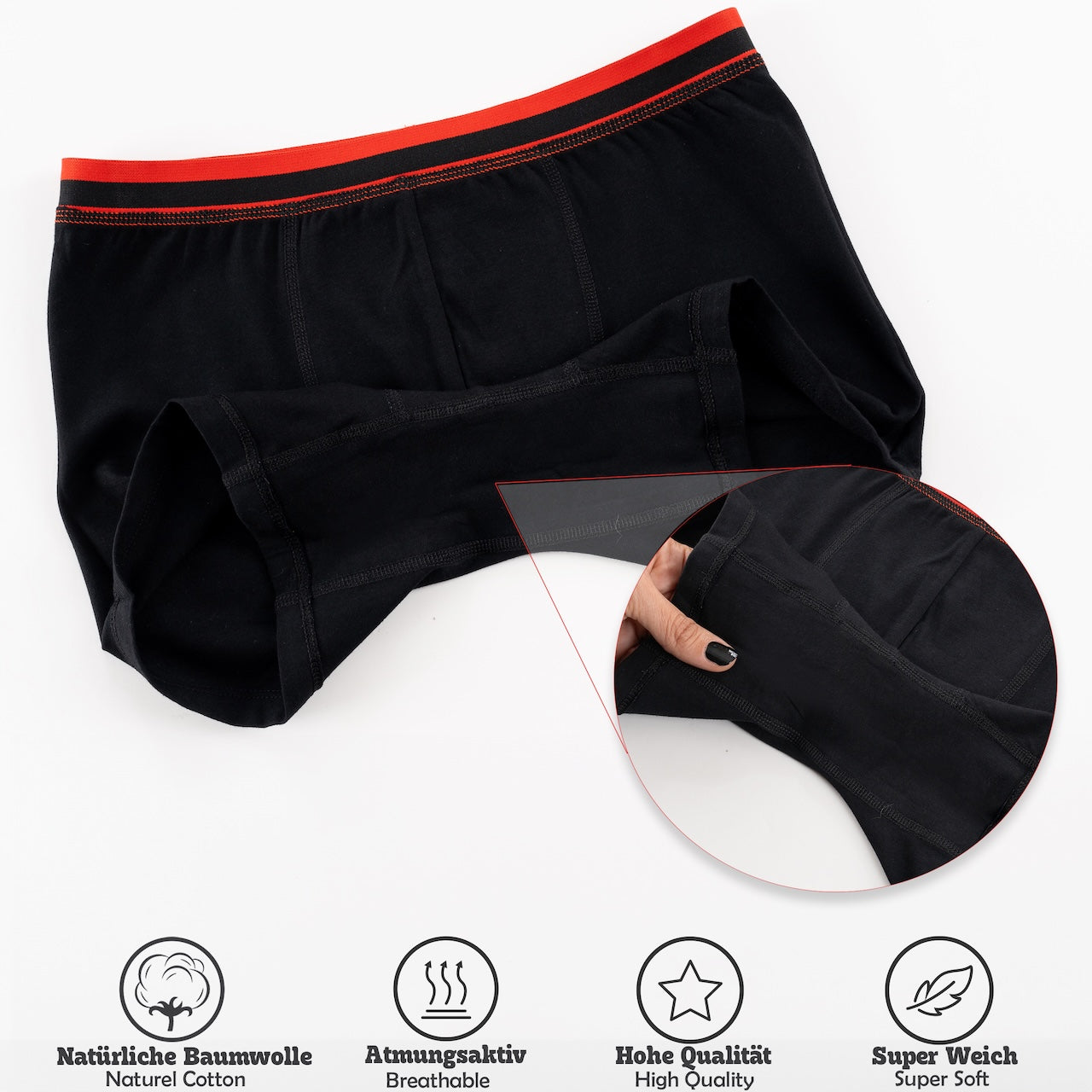 10er Set Jungen Boxershorts Baumwolle - Streifen- Schwarz