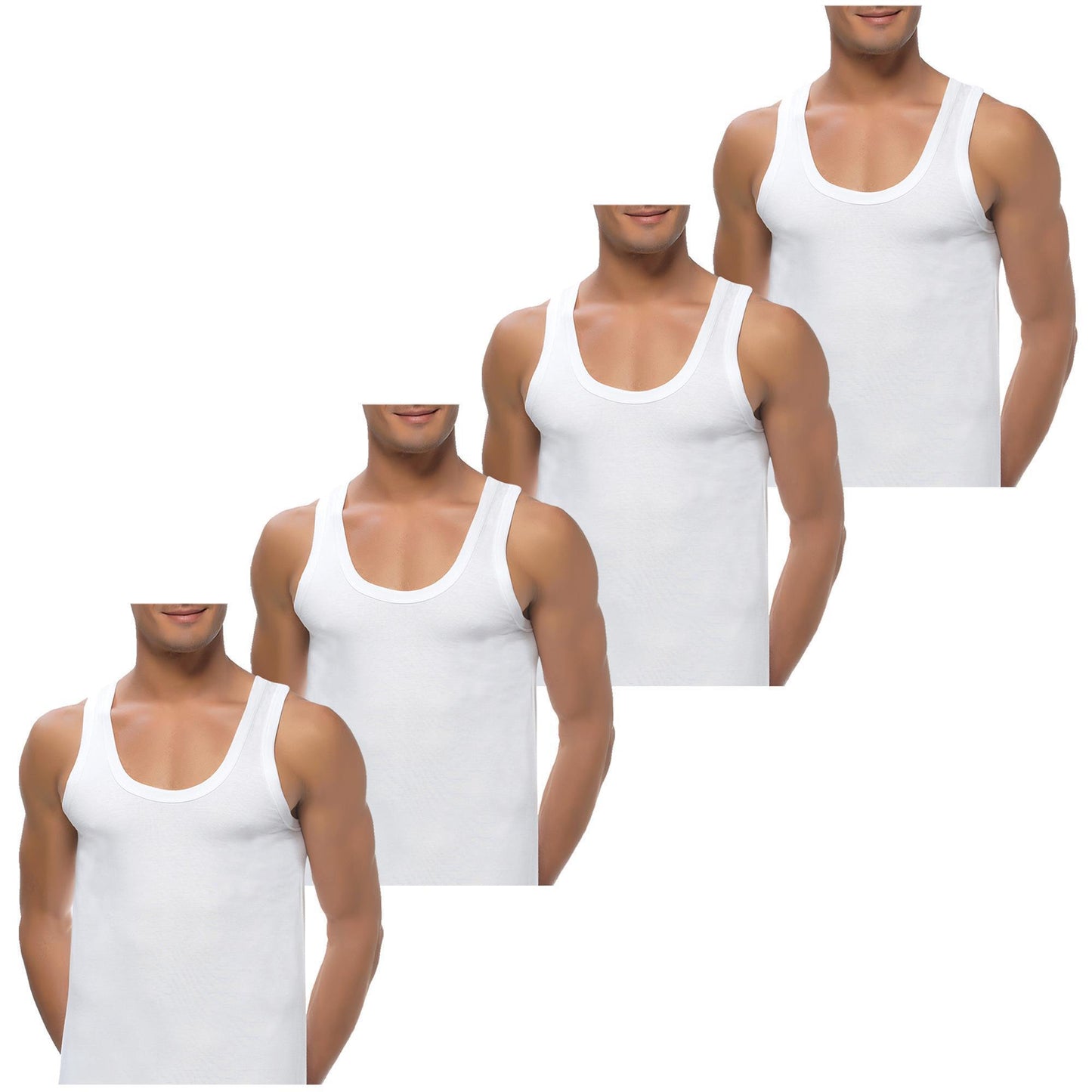 4er Set Unterhemden Feinripp extralong - Basics - Bunt