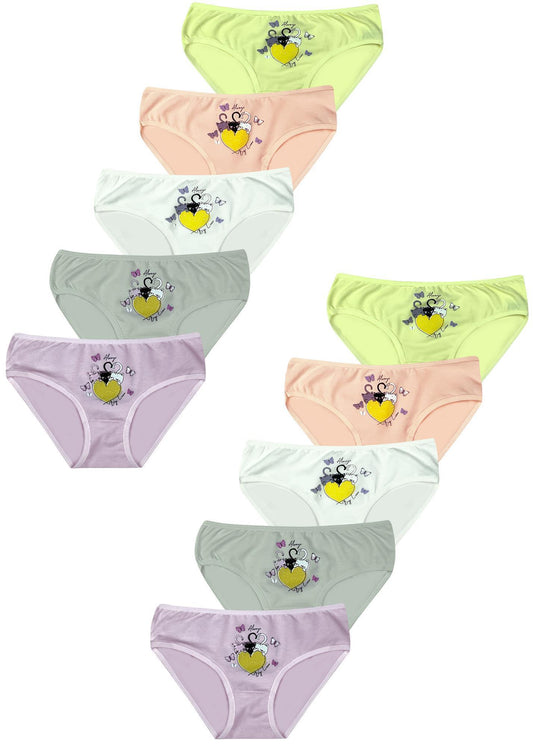 10er Set Mädchen Slips - Katzen - Bunt