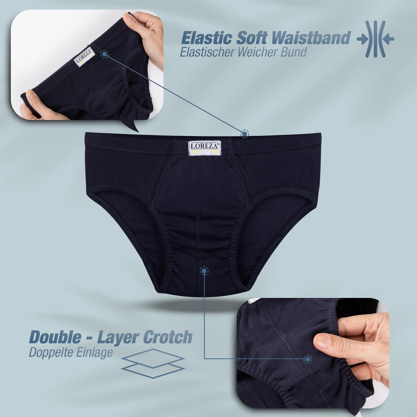 10er Set Jungen Slips 100% Baumwolle - Basics - Bunt