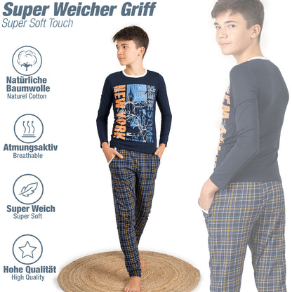 Jungen Schlafanzug zweiteilig Langarm - New York - Mehrfarbig