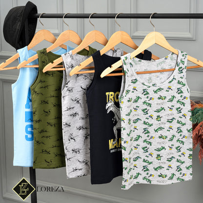 5er Set Jungen Unterhemden - Dinosaurier - Bunt