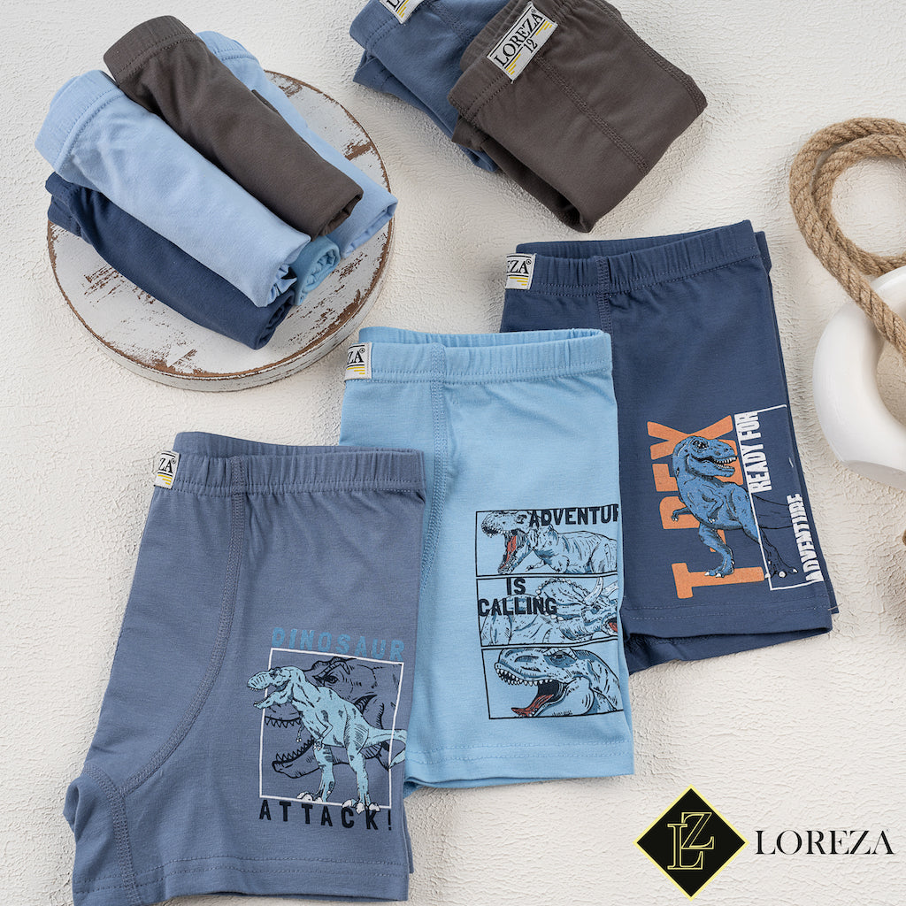 10er Set Jungen Boxershorts Baumwolle - Dino- Bunt