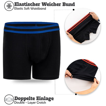 10er Set Jungen Boxershorts Baumwolle - Streifen- Schwarz