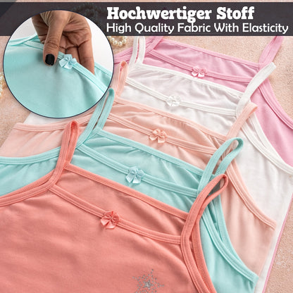 5er Set Mädchen Unterhemden - Strass - Bunt
