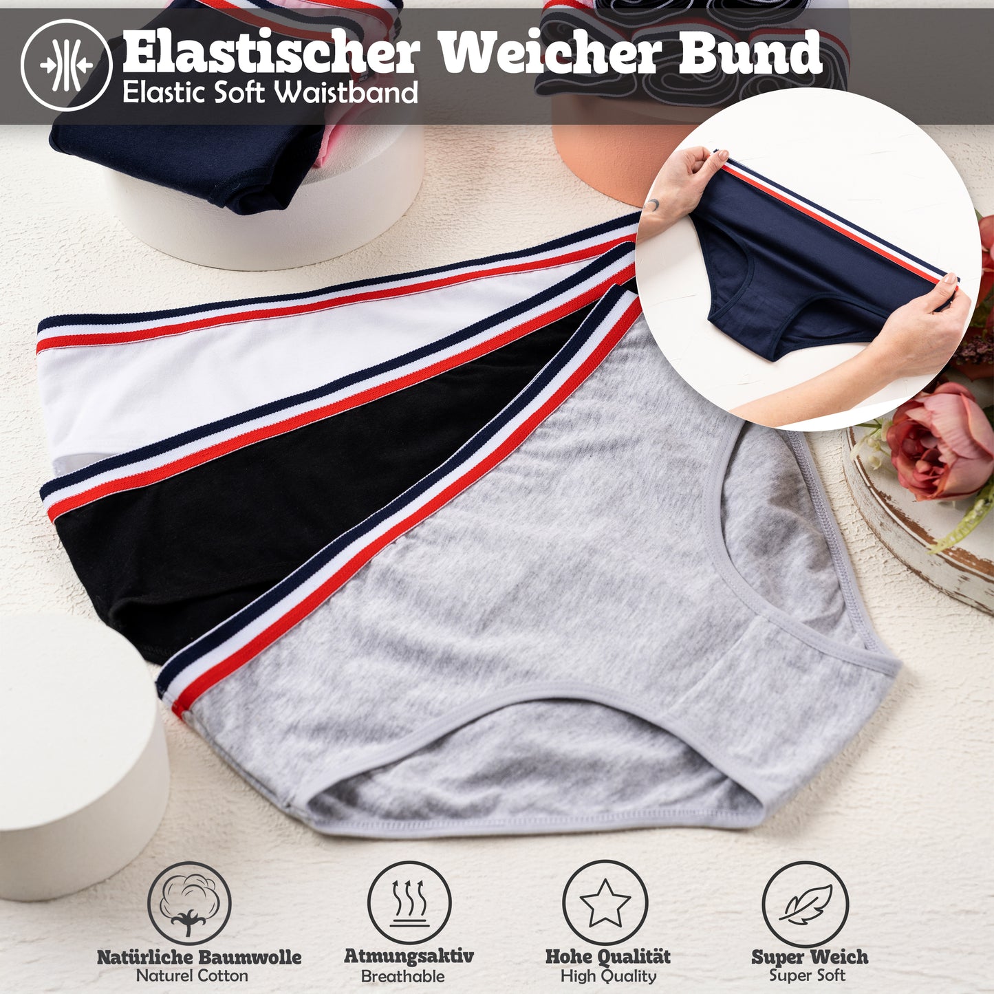 10er Set Mädchen Slips - Streifen - Bunt