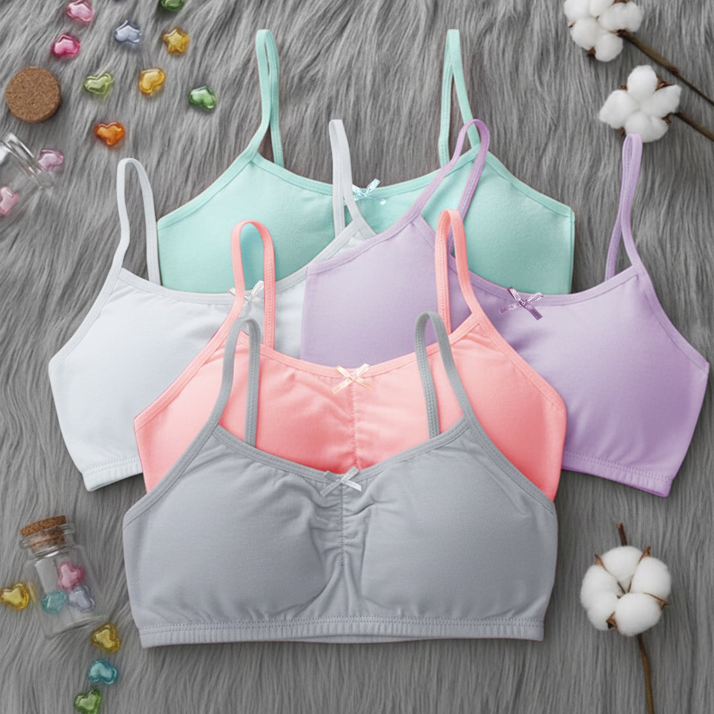 5 Mädchen BH Baumwolle Bügellos 10-17 Jahre 140-182