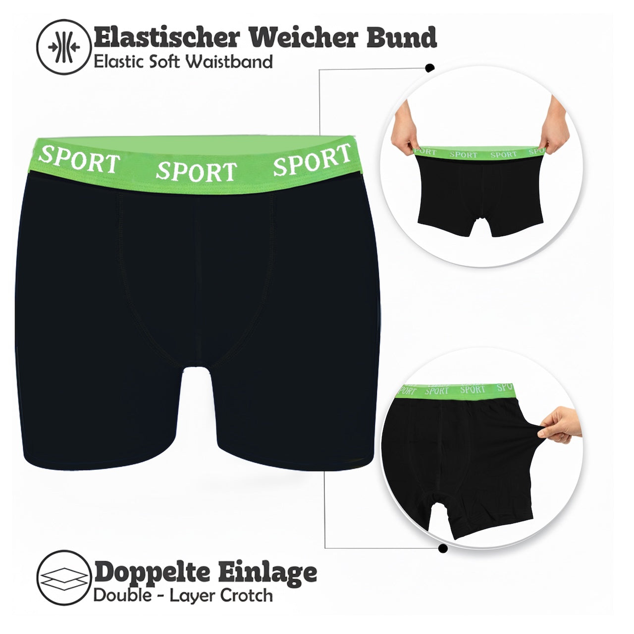 6er Set Jungen Boxershorts Baumwolle - Basics - Bunt