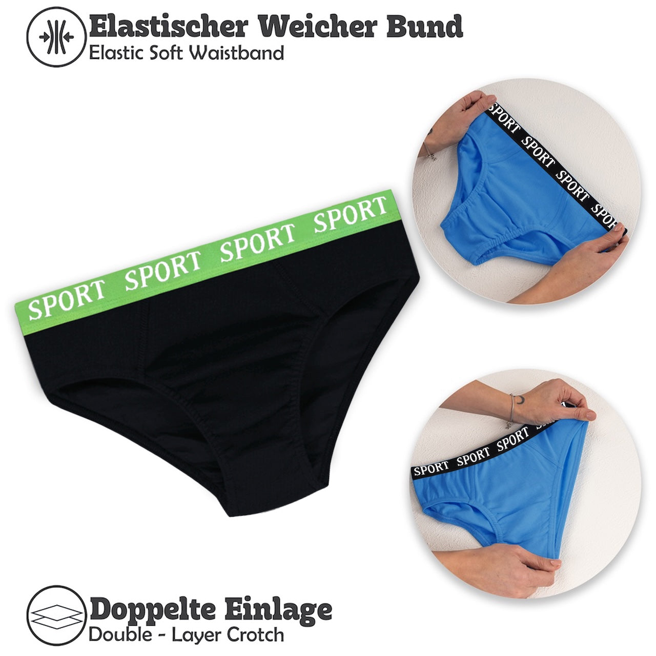 6er Set Jungen Slips Baumwolle - Basics - Bunt