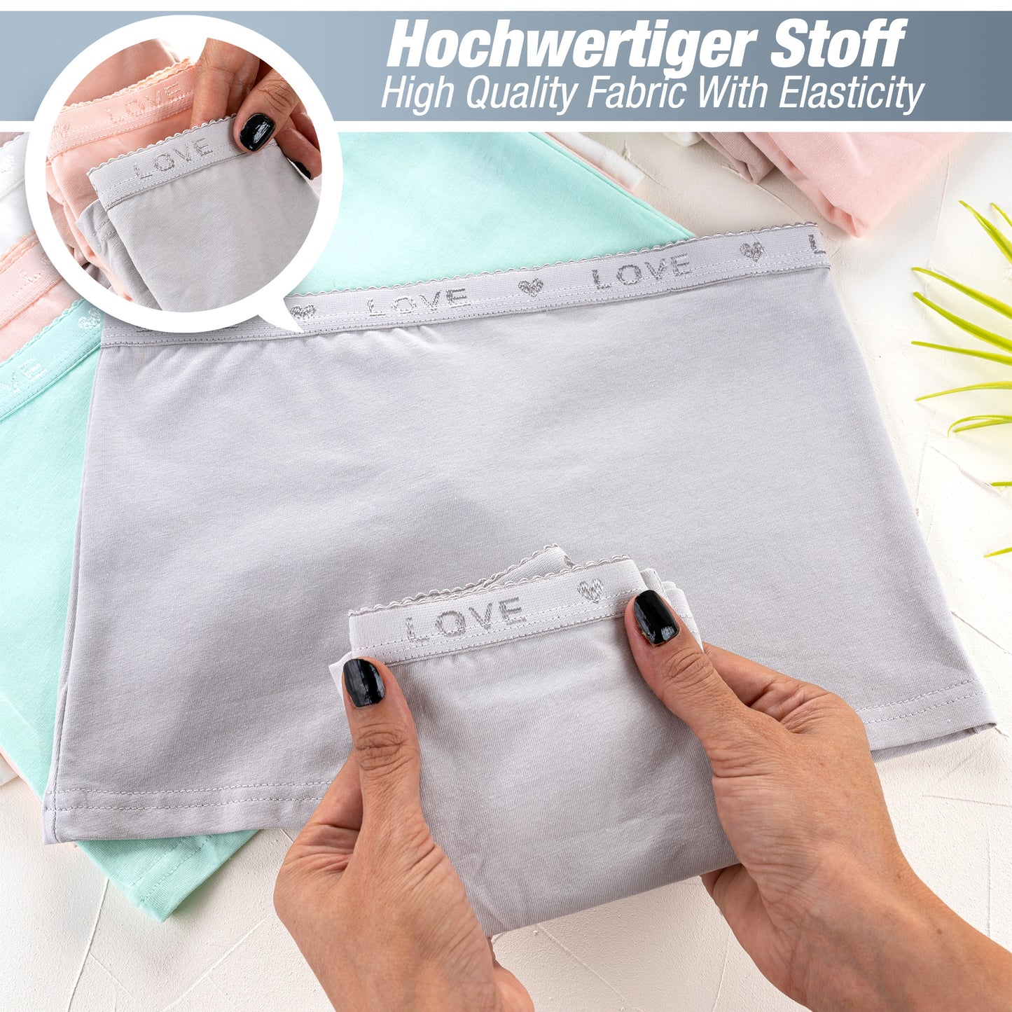 10er Set  Mädchen Pantys Boxershorts - LOVE - Bunt