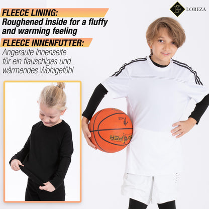 2 Kinder Jungen Mädchen Thermo Unterwäsche Langarmshirts Fleece warm