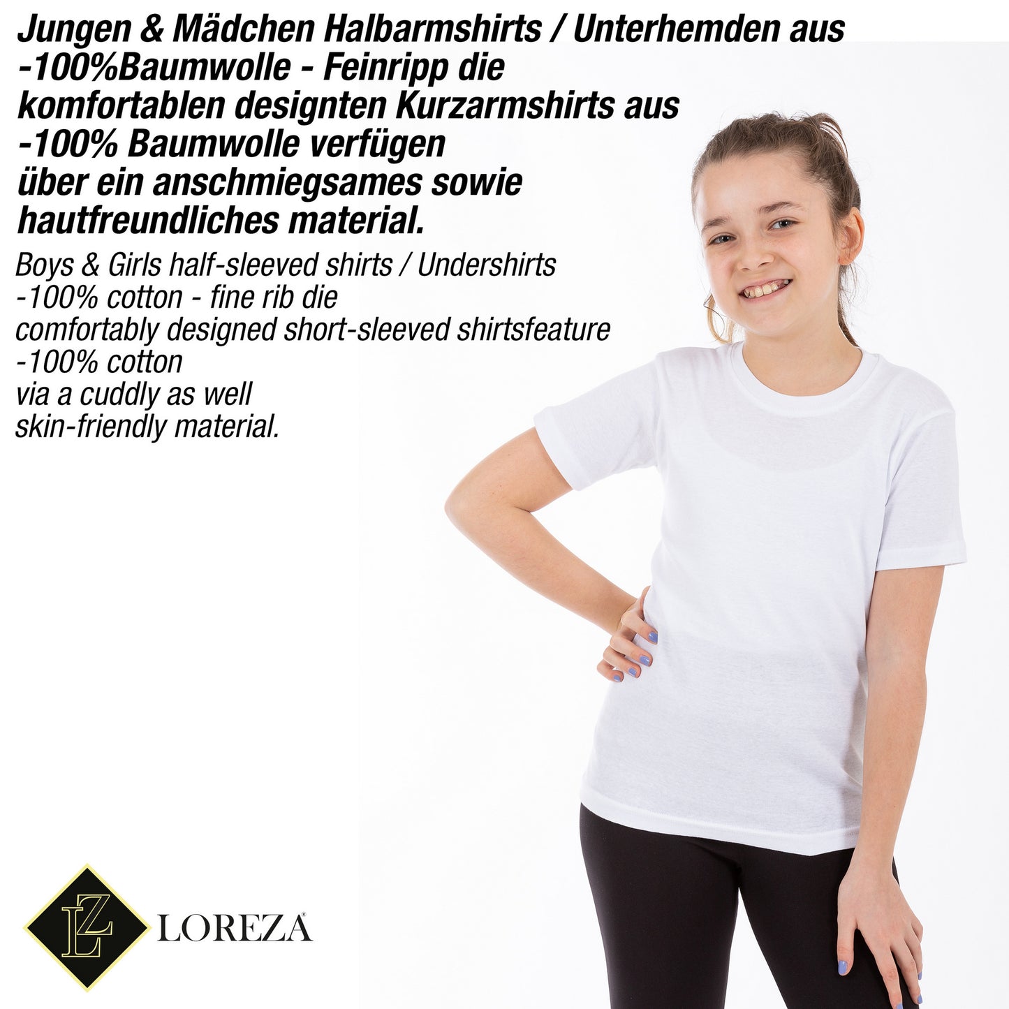 5er Set Jungen & Mädchen Kurzarm Unterhemden - Feinripp - Bunt