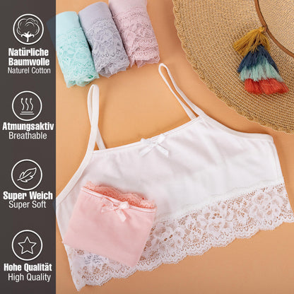 5er Set Mädchen Bustier BH - Spitze - Bunt