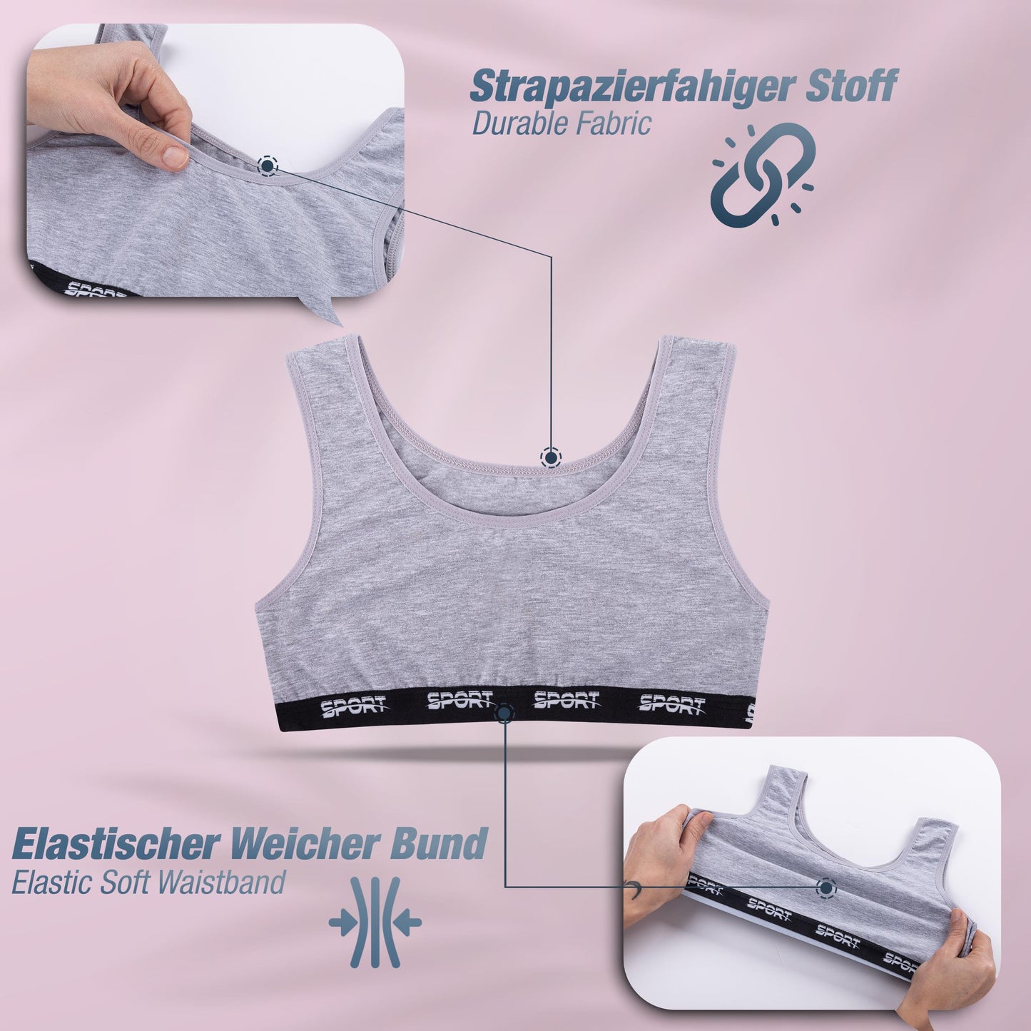 5er Set Mädchen Bustier - Sport - Bunt