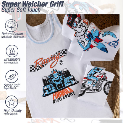 5er Set Jungen Unterhemden - Feinripp - Weiss