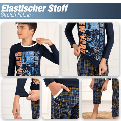 Jungen Schlafanzug zweiteilig Langarm - New York - Mehrfarbig