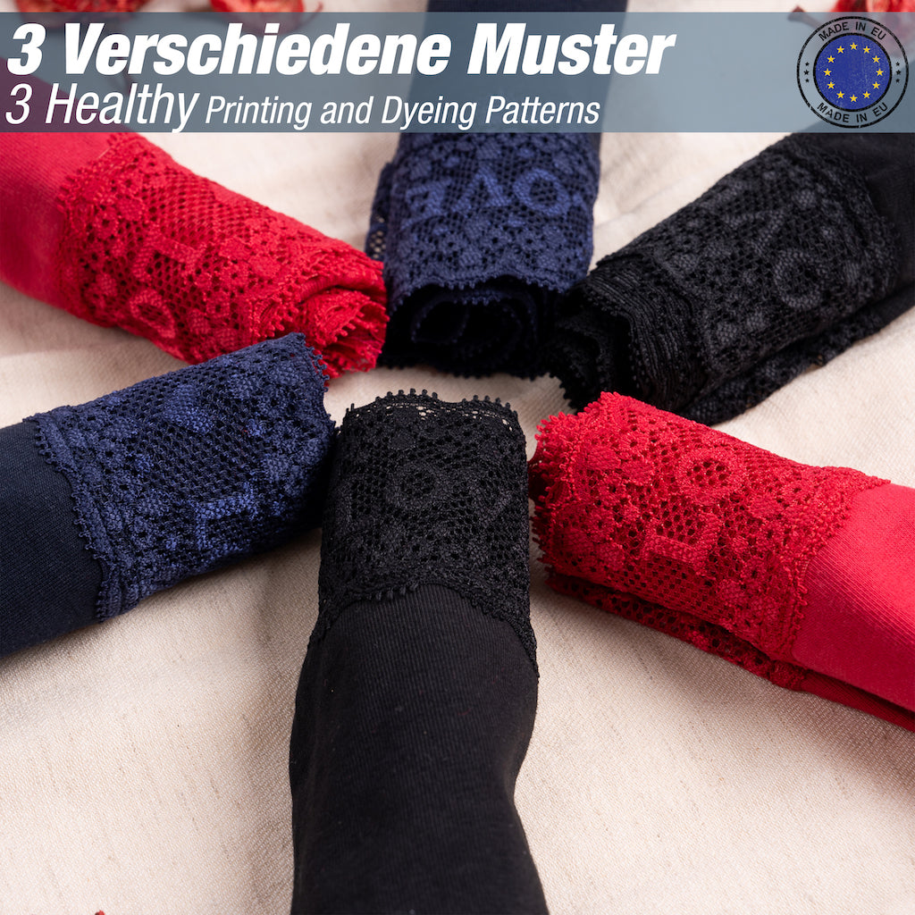 6er Set Pantys - Spitze Love - Bunt