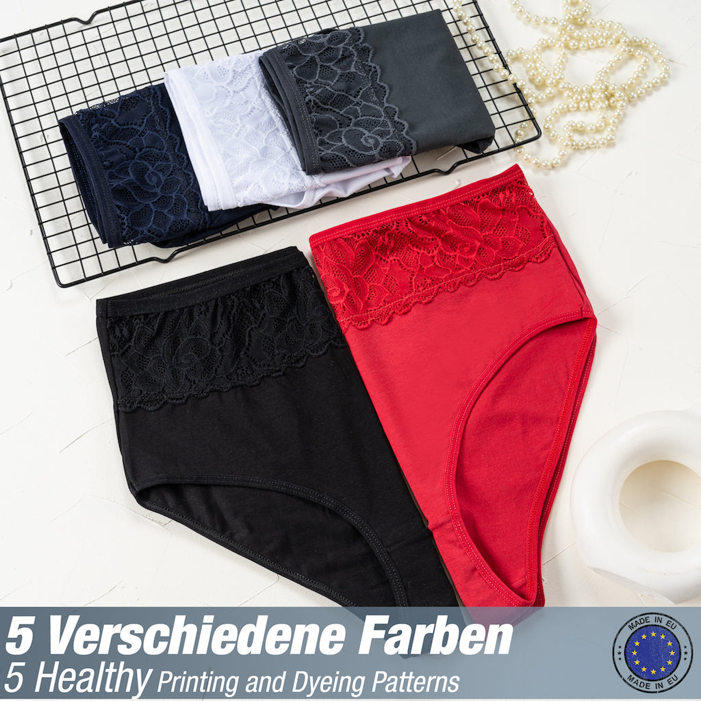 5er Set Taillen Slips - Spitze - Bunt