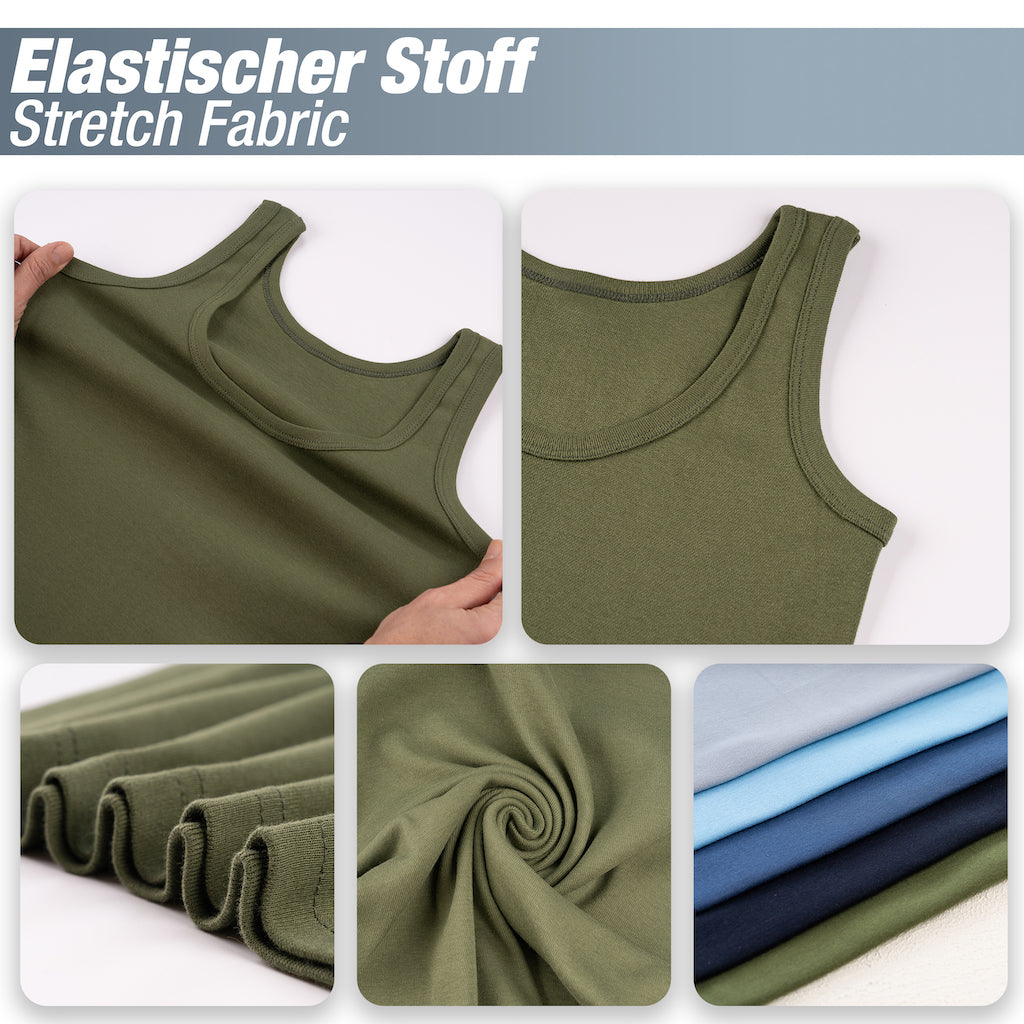5er Set Jungen Unterhemden 100% Baumwolle - Feinripp - Ohne Seitennaht