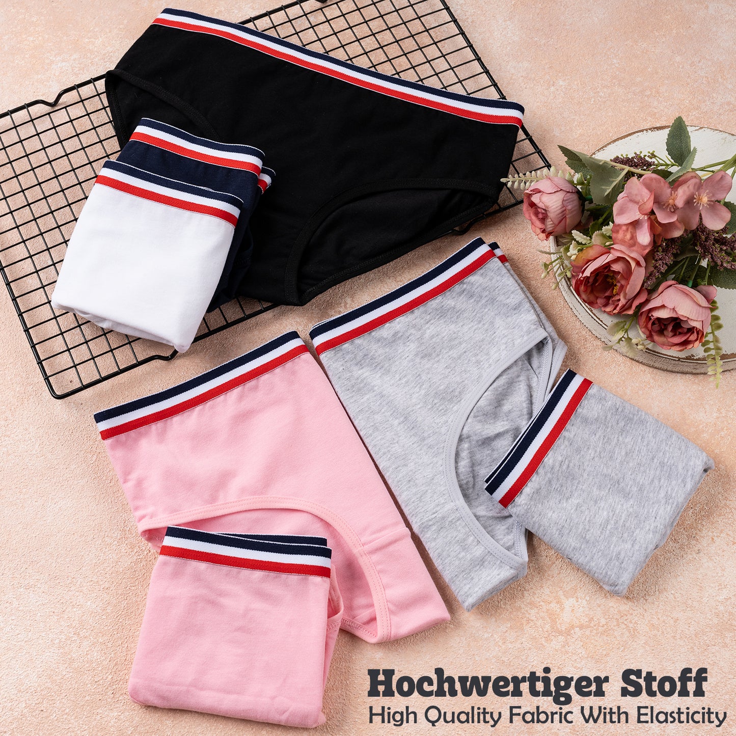 10er Set Mädchen Slips - Streifen - Bunt