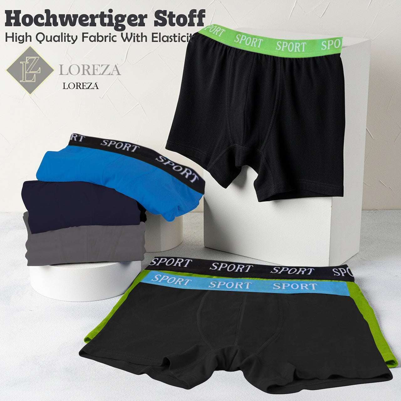 6er Set Jungen Boxershorts Baumwolle - Basics - Bunt