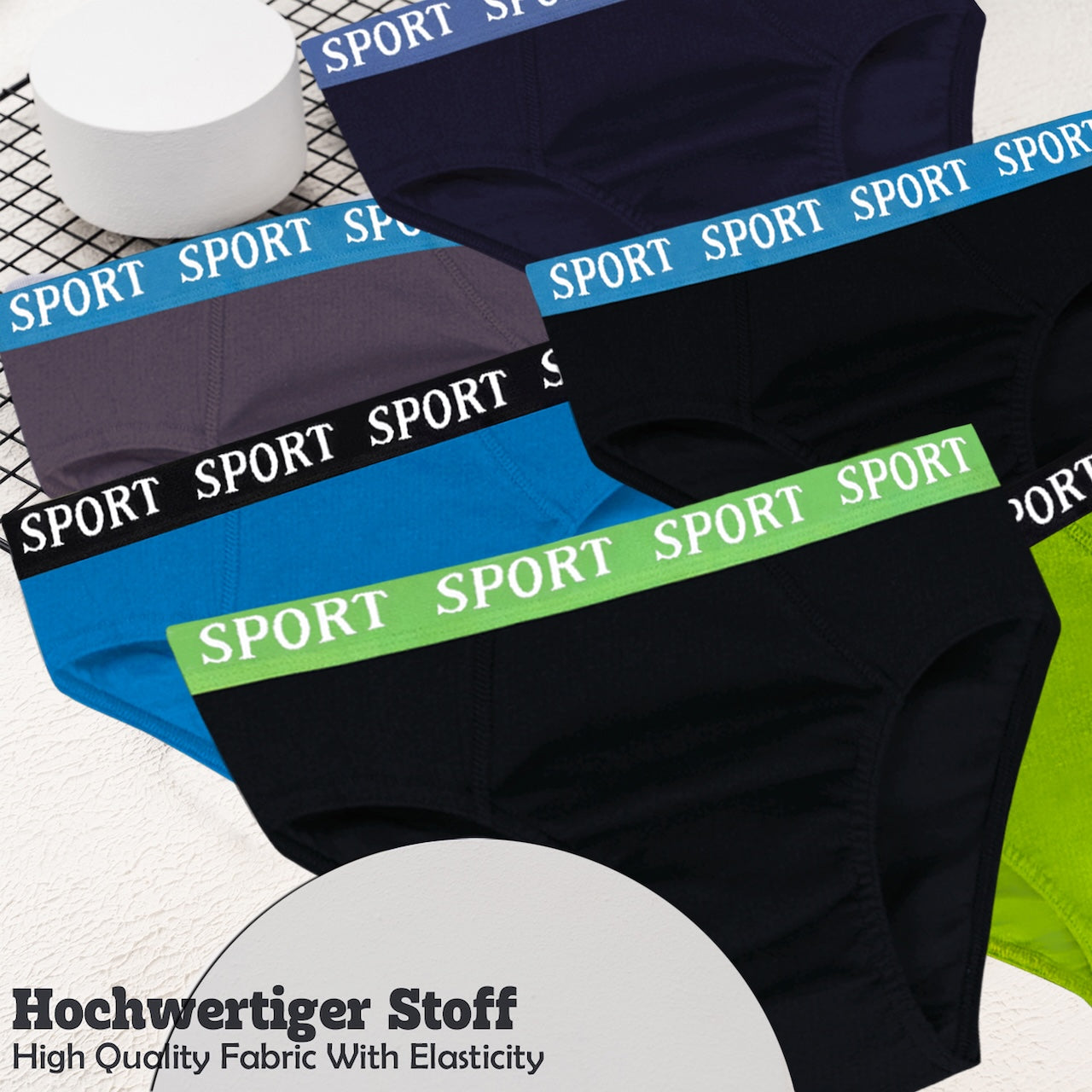 6er Set Jungen Slips Baumwolle - Basics - Bunt
