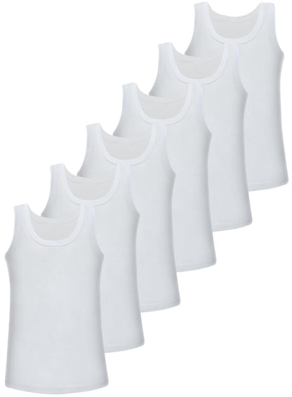 6er Set Jungen Unterhemden - Feinripp - Weiss