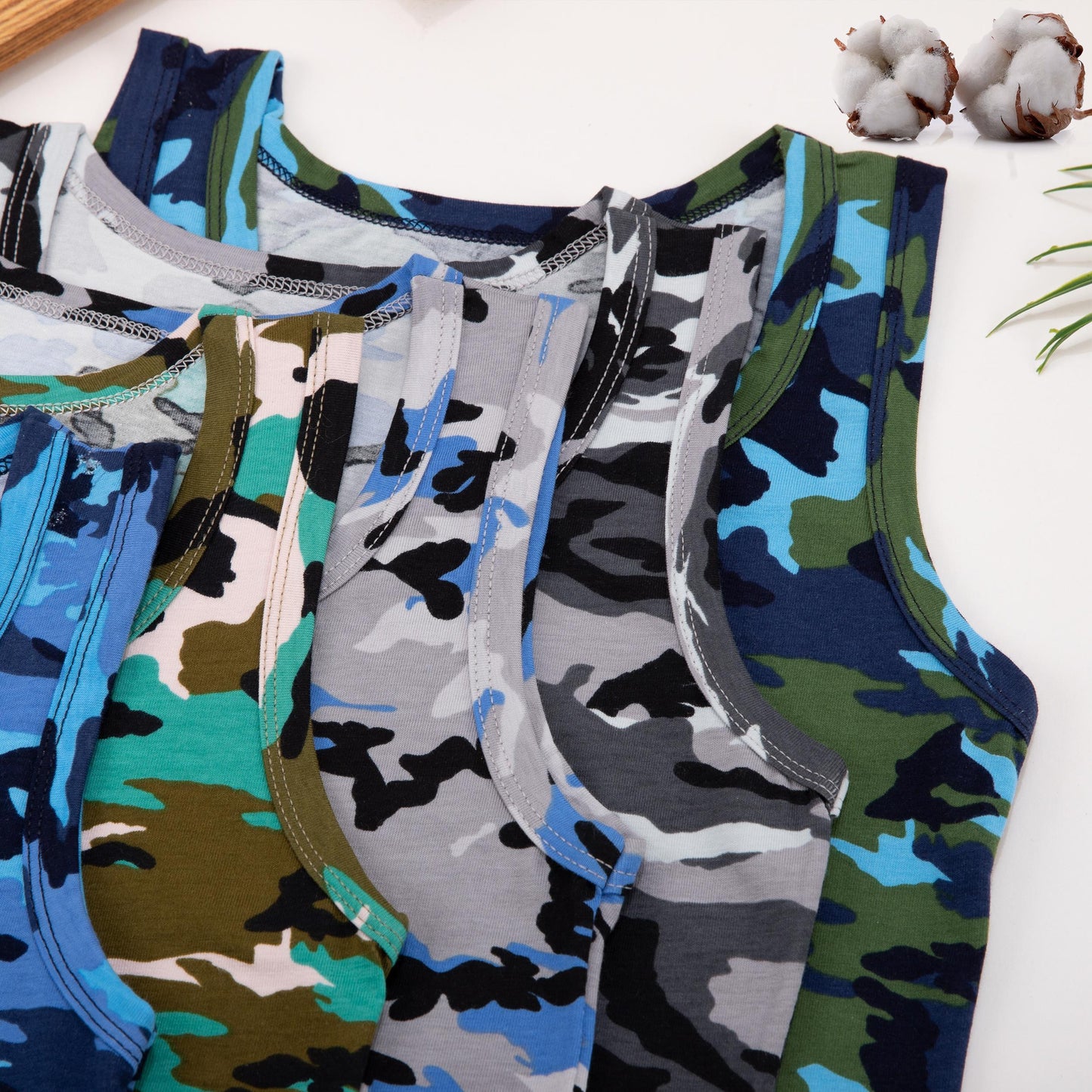 5er Set Jungen Unterhemden - Camouflage - Bunt