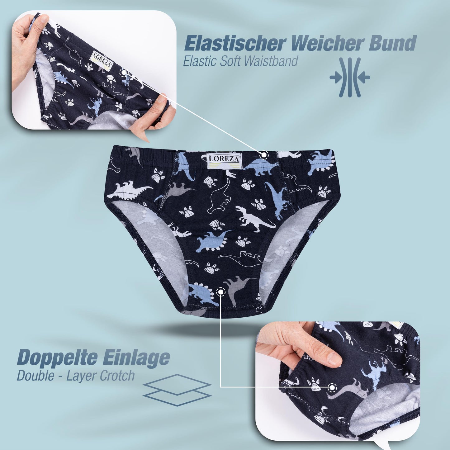 10er Set Jungen Slips - Dinosaurier- Bunt