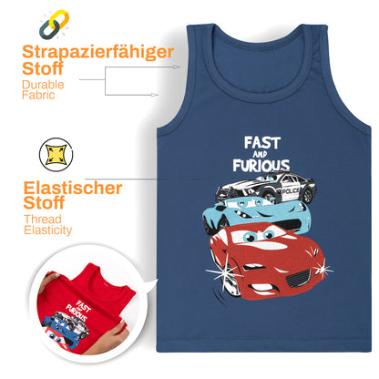 5 Jungen Unterhemden - Auto Motive - Bunt