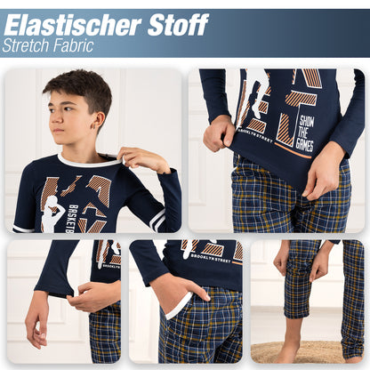 Jungen Schlafanzug zweiteilig Langarm - Basketball - Mehrfarbig