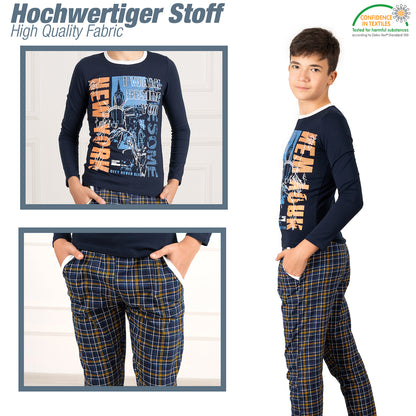 Jungen Schlafanzug zweiteilig Langarm - New York - Mehrfarbig