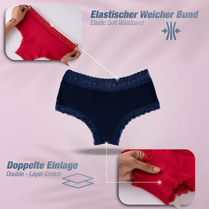 6er Set Pantys - Spitze Love - Bunt