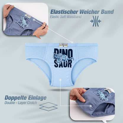 10er Set Jungen Baumwolle Slips- T-Rex - Bunt
