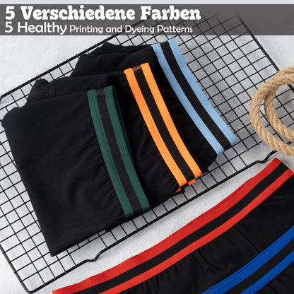 10er Set Jungen Boxershorts Baumwolle - Streifen- Schwarz