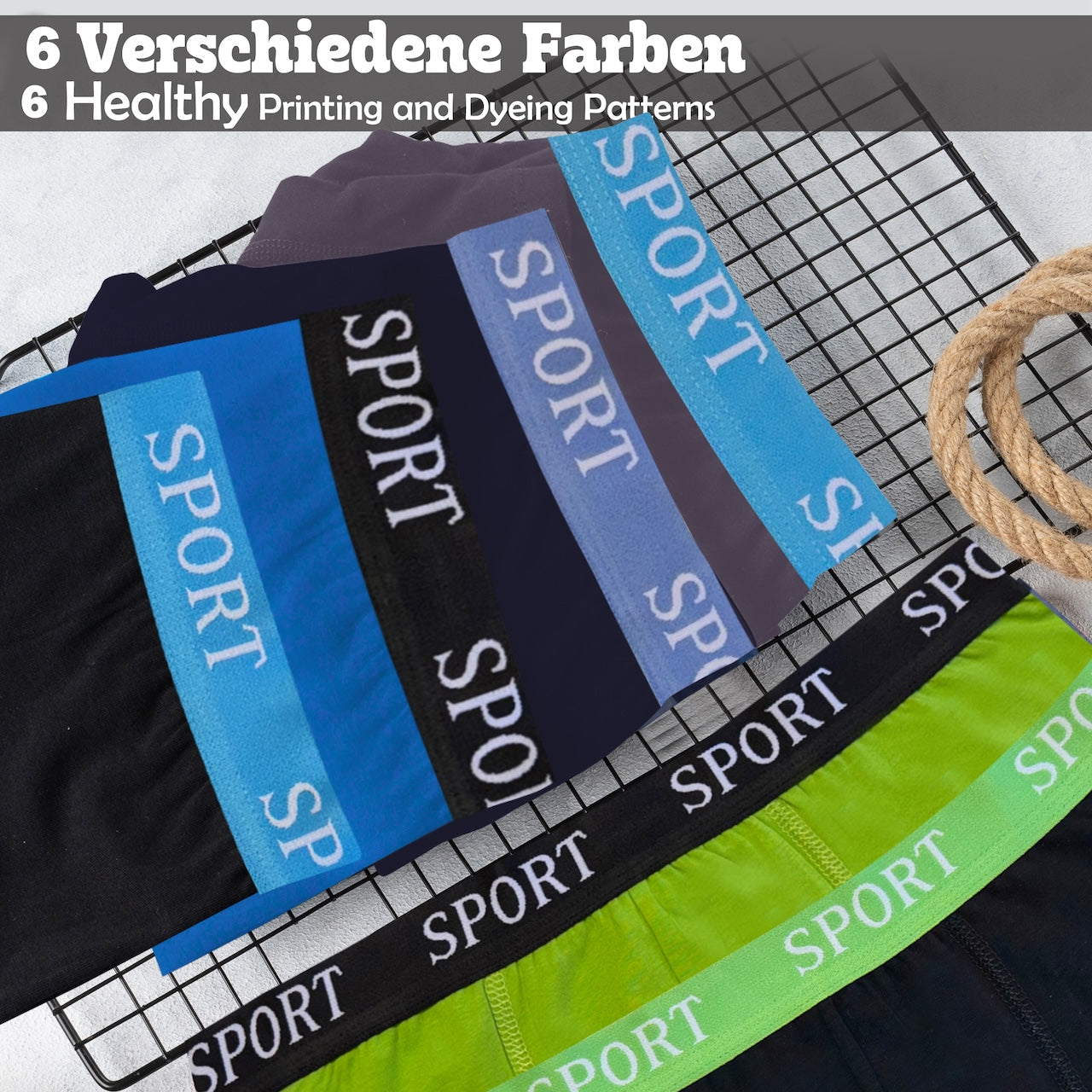 6er Set Jungen Boxershorts Baumwolle - Basics - Bunt